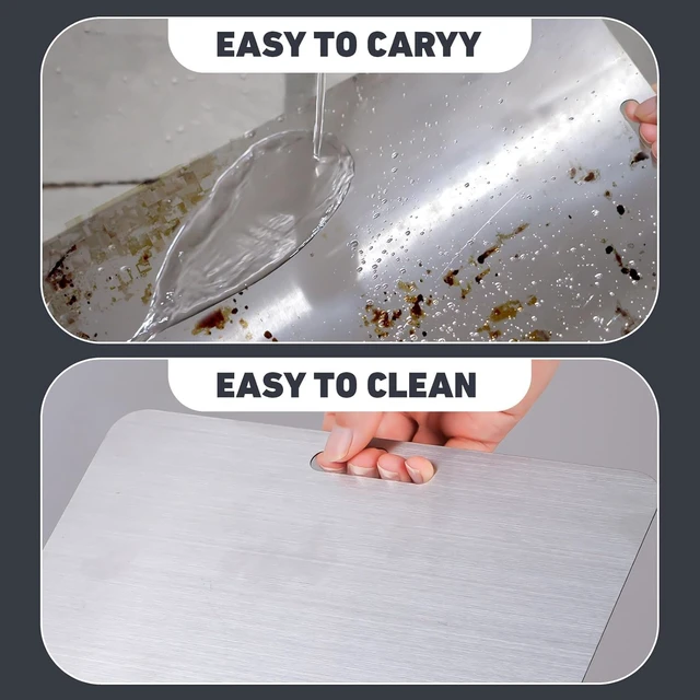 Alt view image 4 of 7 - Stainless Steel Cutting Board Set of 3,Non Toxic Cutting Boards for Kitchen