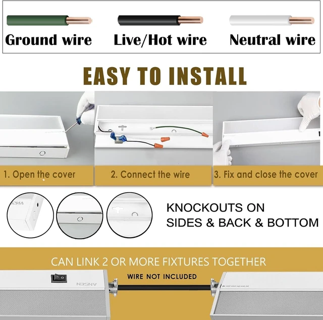 Alt view image 6 of 7 - 2Packs of Under Cabinet Lighting Hardwired, 12in 10W 666LM Dimmable Led Light for Kitchen/Closet, CRI 92+, R9 90+, 5 Color Temperature, 2700K-5000K(Warm White, Cool White, Daylight)