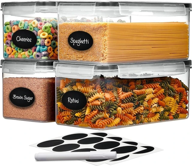 Main image of Large Airtight Food Storage Containers with Lids Set of 4 3.2L - 102 fl. oz Pasta storage Containers, BPA Free Plastic Spaghetti container - Air Tight Canisters for Kitchen Pantry Organization