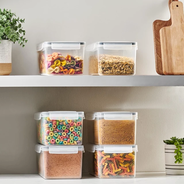Alt view image 7 of 7 - Large Airtight Food Storage Containers with Lids Set of 4 3.2L - 102 fl. oz Pasta storage Containers, BPA Free Plastic Spaghetti container - Air Tight Canisters for Kitchen Pantry Organization