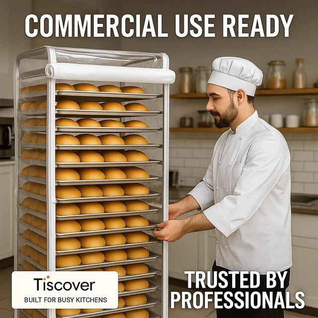 Alt view image 5 of 6 - Bun Rack Cover - Transparent PVC with 4 Sided Zippers - Universal 20 Tier Sheet Pan & Speed Rack Cover - Heavy Duty, Waterproof & Dustproof Bakery rack cover