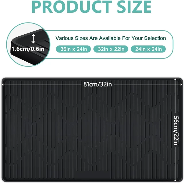 Alt view image 2 of 7 - 32" x 22" Under Sink Mat for Kitchen Under Sink Organizer Black