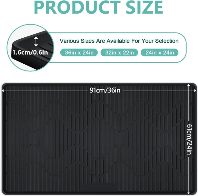 Alt view image 2 of 7 - 36" x 24" Under Sink Mat for Kitchen Under Sink Organizer Black