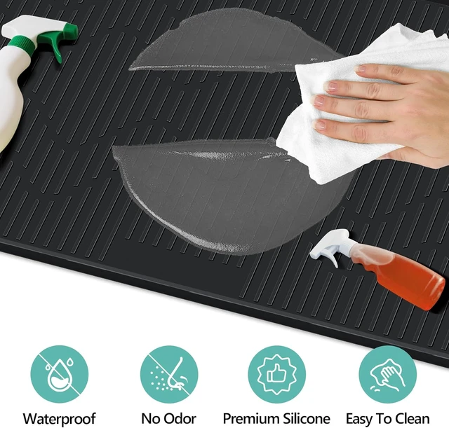 Alt view image 5 of 7 - 32" x 22" Under Sink Mat for Kitchen Under Sink Organizer Black