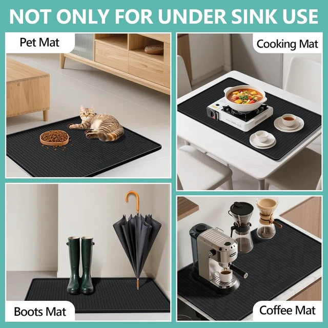 Alt view image 7 of 7 - 32" x 22" Under Sink Mat for Kitchen Under Sink Organizer Black