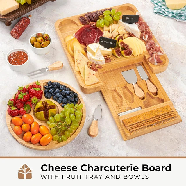 Alt view image 2 of 7 - Bamboo Charcuterie Boards Gift Set - Meat and Cheese Tray with Utensils