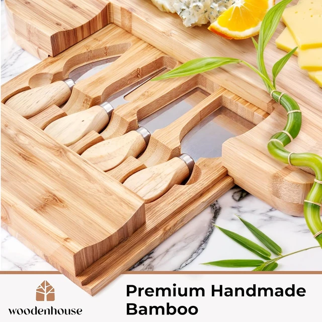 Alt view image 4 of 7 - Bamboo Charcuterie Boards Gift Set - Meat and Cheese Tray with Utensils