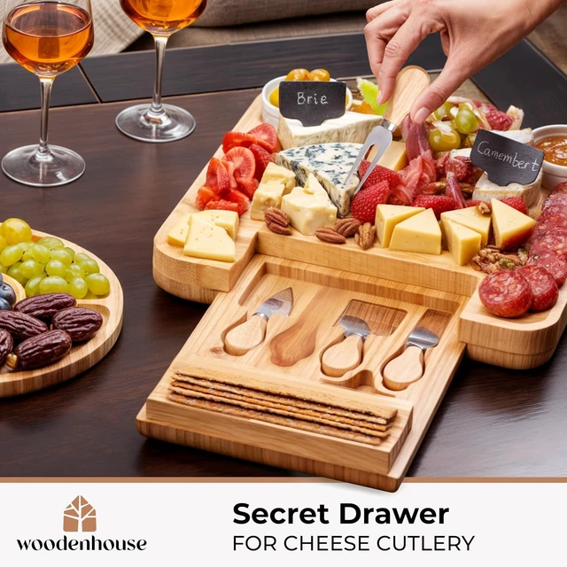Alt view image 5 of 7 - Bamboo Charcuterie Boards Gift Set - Meat and Cheese Tray with Utensils