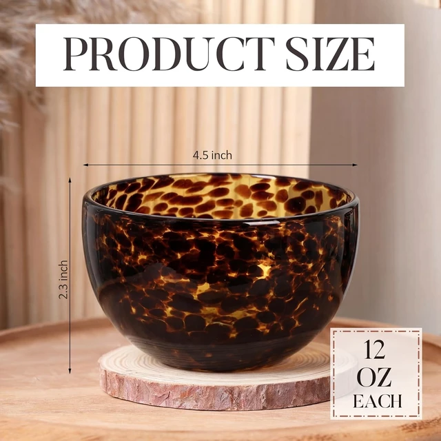 Alt view image 3 of 7 - 4 Pcs Tortoise Shell Pattern Bowls Brown 4 Inch