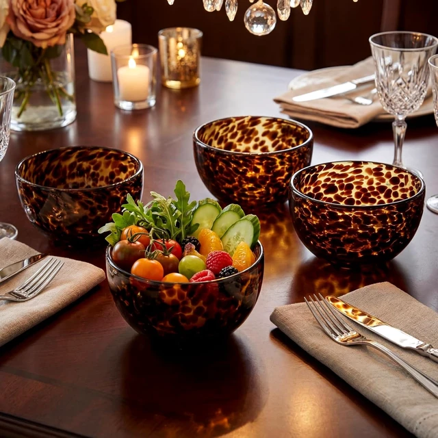 Alt view image 5 of 7 - 4 Pcs Tortoise Shell Pattern Bowls Brown 4 Inch