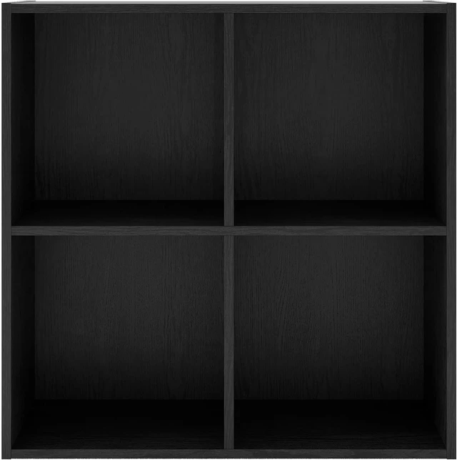 Alt view image 4 of 7 - Apexa 4-Cube Storage Organizer Shelves, Stackable Wood Bookcase Fits Cubby Bins for Organization, Dorm Teen Room Decor & Home Office, Black