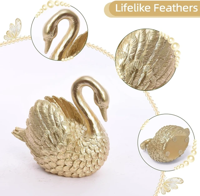 Alt view image 4 of 7 - Swan Decorative Bookends,Resin Book Ends for Shelves,Unique Gold Book Holders,Heavy Duty Swan Decor for Home Office Desk Bookshelf,Set of 2,Gifts for Anniversary