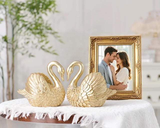 Alt view image 6 of 7 - Swan Decorative Bookends,Resin Book Ends for Shelves,Unique Gold Book Holders,Heavy Duty Swan Decor for Home Office Desk Bookshelf,Set of 2,Gifts for Anniversary
