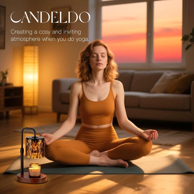 Alt view image 7 of 7 - Candle Warmer Lamp with Timer, Tortoise Shell Glass Shade