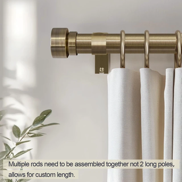 Alt view image 4 of 7 - Antique Bronze Curtain Rods for Windows 66 to 120 with Adjustable Brackets Heavy Duty 1" Diameter Window Treatment Rod with Solid Metal Finials for Outdoor Bedroom Kitchen Living Room