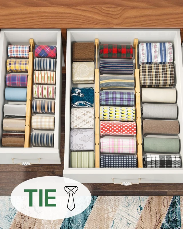 Alt view image 6 of 7 - Kitchen Drawer Dividers - Adjustable Drawer Organizer for Clothes, Kitchen, Closet & Office - 8 Pack with Inserts, 18-22.6 Inches, Non-Slip Silicone Ends
