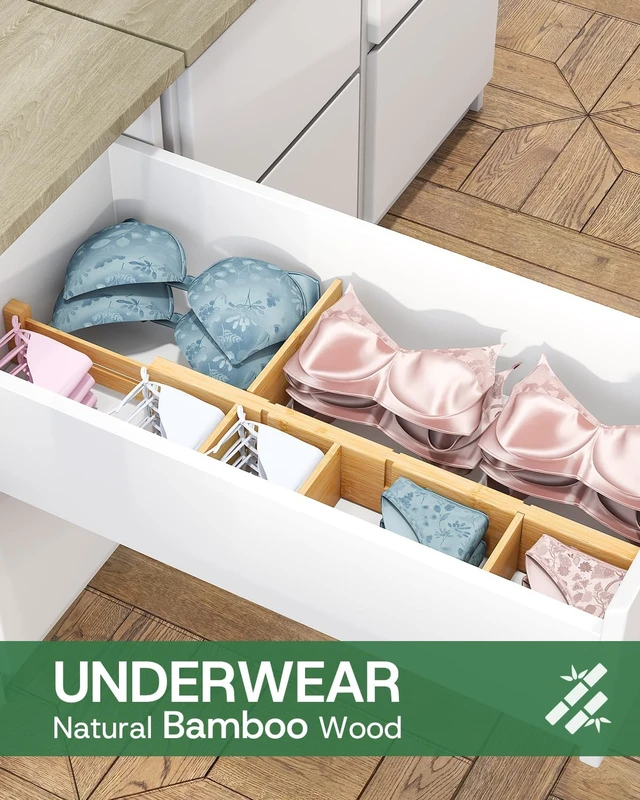Alt view image 7 of 7 - Kitchen Drawer Dividers - Adjustable Drawer Organizer for Clothes, Kitchen, Closet & Office - 8 Pack with Inserts, 18-22.6 Inches, Non-Slip Silicone Ends