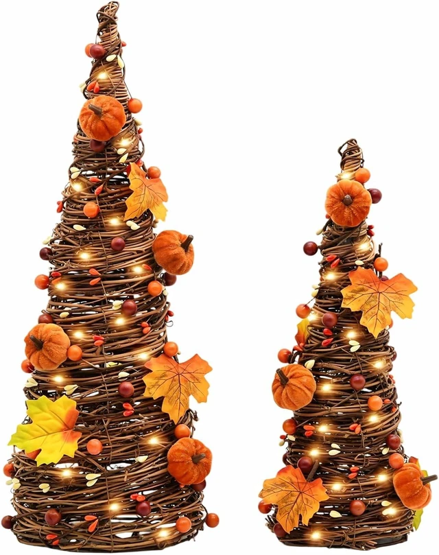 Main image of Lighted Fall Table Tree Decor, Farmhouse Pumpkin Fall Decorations for Home