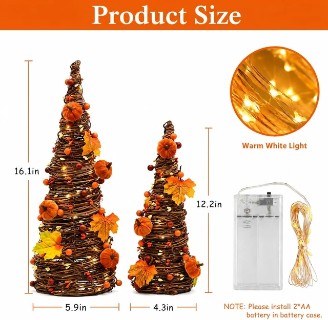 Alt view image 3 of 6 - Lighted Fall Table Tree Decor, Farmhouse Pumpkin Fall Decorations for Home