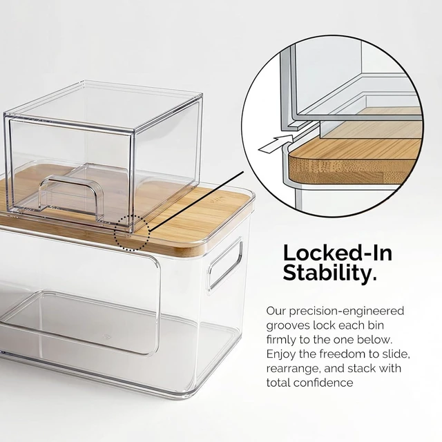 Alt view image 3 of 7 - Under Sink Organizer 3 in 1, Stackable Acrylic Bathroom Storage, Trash Bag Dispenser and Dishwasher Pods Holder for Kitchen and Laundry Room Organization
