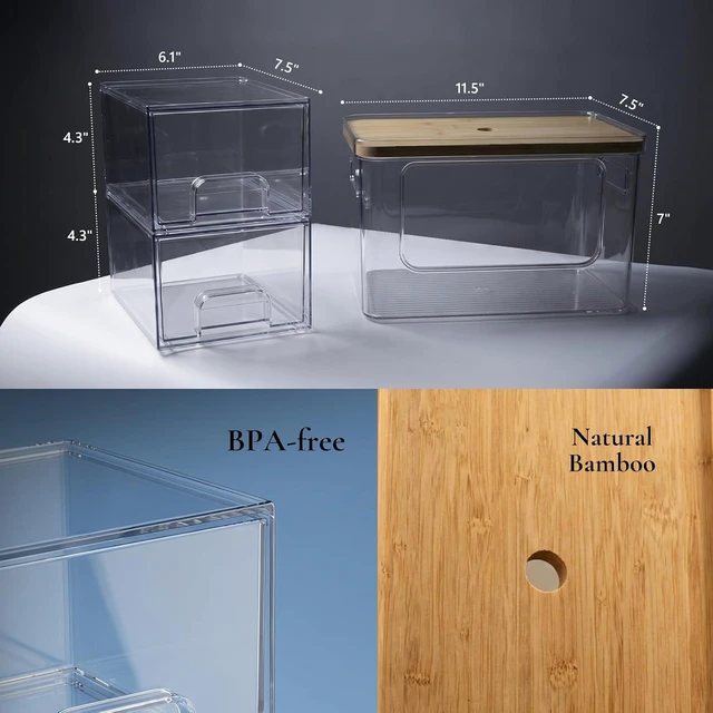 Alt view image 7 of 7 - Under Sink Organizer 3 in 1, Stackable Acrylic Bathroom Storage, Trash Bag Dispenser and Dishwasher Pods Holder for Kitchen and Laundry Room Organization