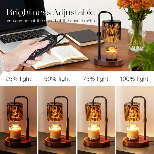 Alt view image 6 of 7 - Candle Warmer Lamp with Timer, Tortoise Shell Glass Shade