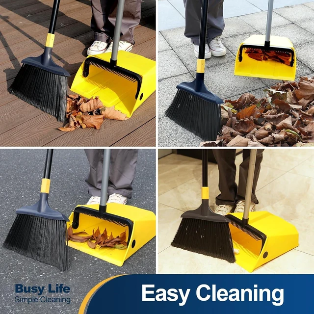 Alt view image 5 of 7 - Commercial Broom and Dustpan Set with Comb Commercial Outdoor Indoor
