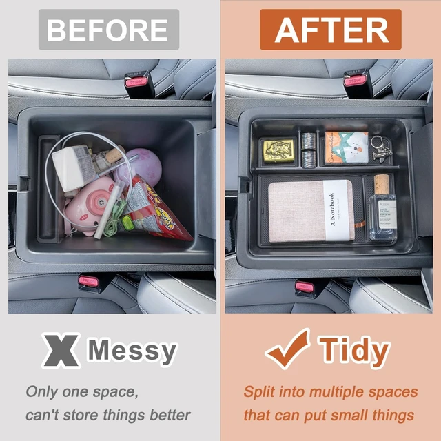 Alt view image 3 of 7 - 3-Piece Center Console Organizer Set for 2023-2026 Honda Pilot, 2024-2026 Honda Passport/Ridgeline Accessories, Armrest Hidden Storage Box & Divider ABS Material Interior Accessories
