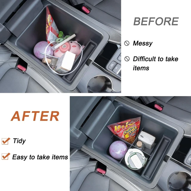 Alt view image 6 of 7 - 3-Piece Center Console Organizer Set for 2023-2026 Honda Pilot, 2024-2026 Honda Passport/Ridgeline Accessories, Armrest Hidden Storage Box & Divider ABS Material Interior Accessories
