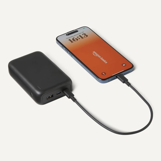 Alt view image 3 of 5 - High-Capacity Portable Charger Power Bank with 3-Port Output, 20,000 mAh, Black