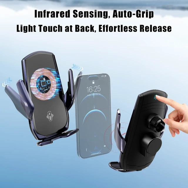 Alt view image 6 of 6 - Car Phone Mount for Toyota Tacoma 20162023, Smart Auto-Clamping on Custom Dashboard Base, 15W Wireless Fast Charging, 360° Adjustable, Without Blocking Airflow, Toyota Tacoma Essential Accessories