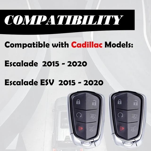 Alt view image 3 of 7 - Key Fob Replacement Fits for Cadillac Escalade 2015 2016 2017 2018 2019 2020 Escalade ESV 2015-2020 Push Start Button Proximity Smart Keyless Entry Remote Control HYQ2AB 315 Mhz Set of 2