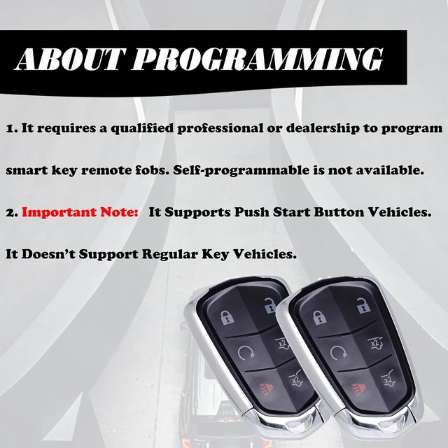 Alt view image 5 of 7 - Key Fob Replacement Fits for Cadillac Escalade 2015 2016 2017 2018 2019 2020 Escalade ESV 2015-2020 Push Start Button Proximity Smart Keyless Entry Remote Control HYQ2AB 315 Mhz Set of 2