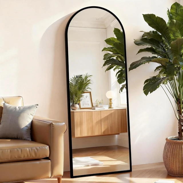 Main image of Arched Full Length Floor Mirror, 16"x59" Body Wall Mirror with Stand