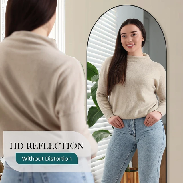 Alt view image 4 of 7 - Arched Full Length Floor Mirror, 16"x59" Body Wall Mirror with Stand