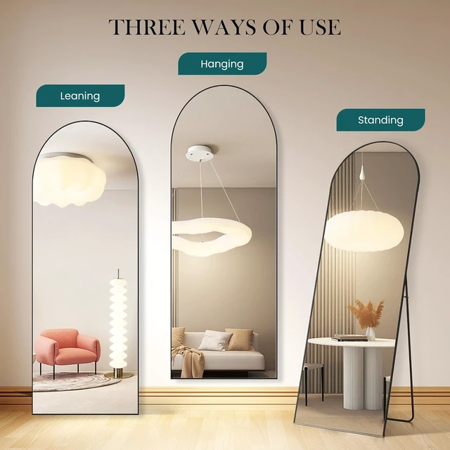Alt view image 6 of 7 - Arched Full Length Floor Mirror, 16"x59" Body Wall Mirror with Stand