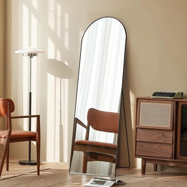 Alt view image 7 of 7 - Arched Full Length Floor Mirror, 16"x59" Body Wall Mirror with Stand