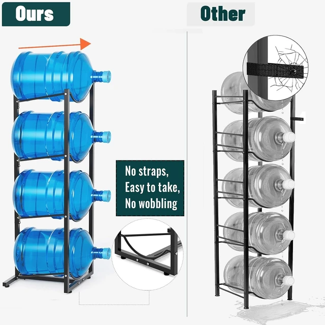 Alt view image 4 of 6 - 5 Gallon Water Jug Holder : 4 Tier Water Jug Stand Holder for 5 Gallon Water Dispenser- 5 Gal Water Bottle Storage Rack Organizer for Home Kitchen Garage (4 Tier)