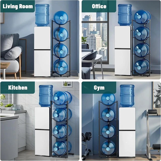 Alt view image 6 of 6 - 5 Gallon Water Jug Holder : 4 Tier Water Jug Stand Holder for 5 Gallon Water Dispenser- 5 Gal Water Bottle Storage Rack Organizer for Home Kitchen Garage (4 Tier)