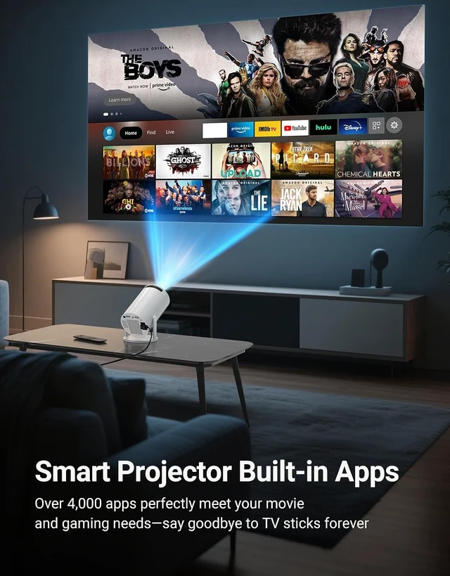 Alt view image 2 of 7 - Mini Projector 210LM with WiFi 6 & BT 5.2 Native 720P HD Smart Projector