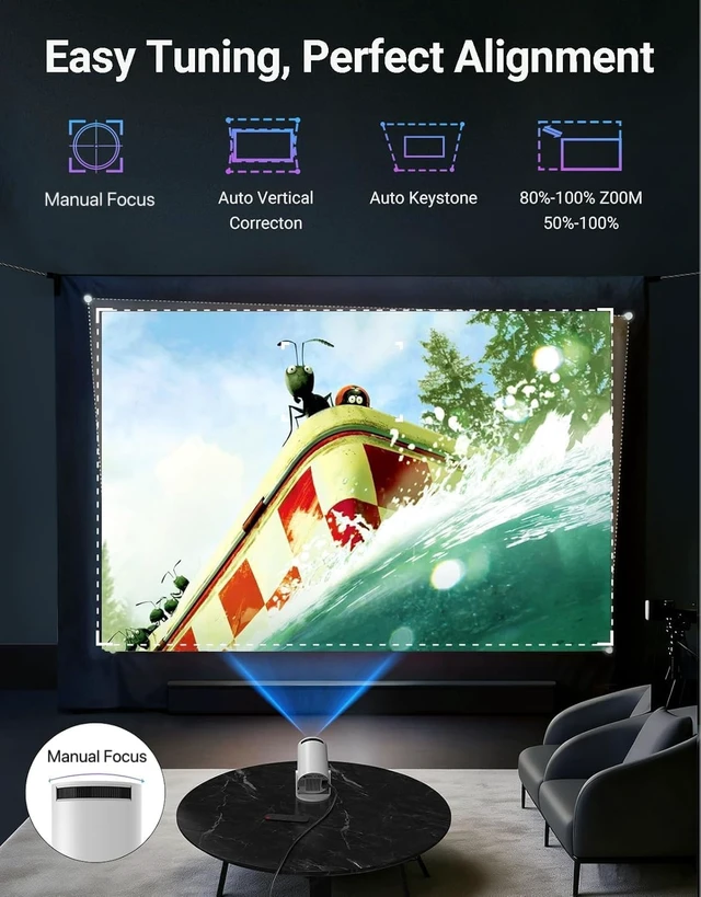 Alt view image 4 of 7 - Mini Projector 210LM with WiFi 6 & BT 5.2 Native 720P HD Smart Projector