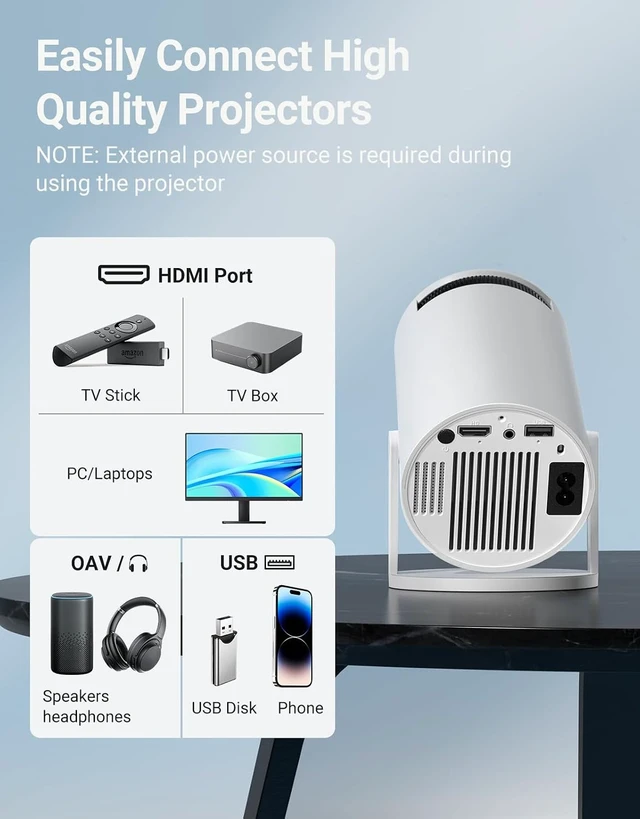 Alt view image 7 of 7 - Mini Projector 210LM with WiFi 6 & BT 5.2 Native 720P HD Smart Projector