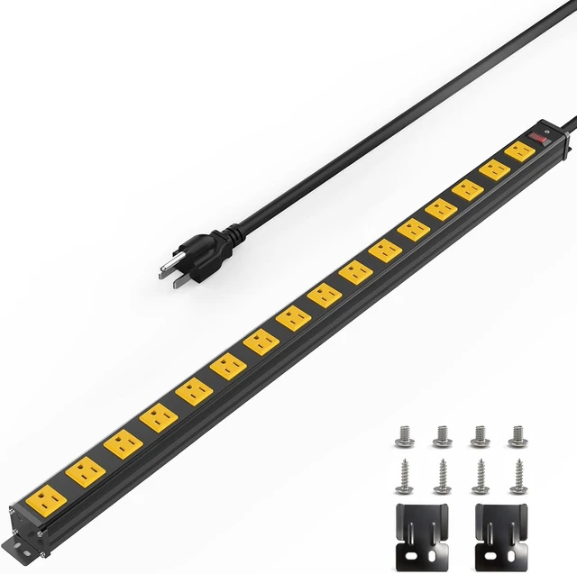 Main image of Long Power Strip, 16 Outlet Strip, Widely Spaced, 6FT Cord