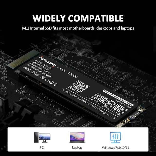 Alt view image 6 of 6 - S501 128GB NVMe SSD 3D NAND1.3 PCIe Gen3x4 M.2 2280 Internal Solid State Drive (Read Speed up to 1,100 MB/s) Compatible with Laptop & PC Desktop