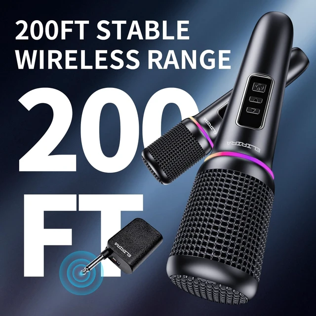Alt view image 4 of 7 - Dual Handheld Wireless Rechargeable RGB Lights Microphone System