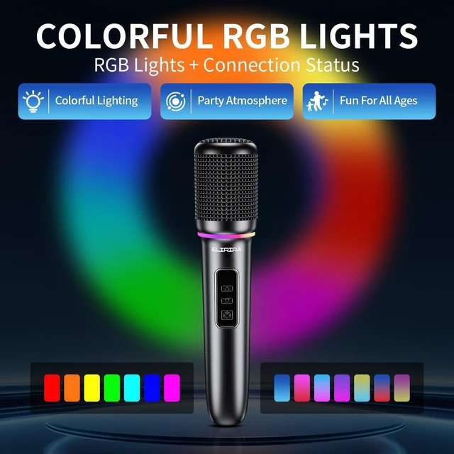 Alt view image 5 of 7 - Dual Handheld Wireless Rechargeable RGB Lights Microphone System