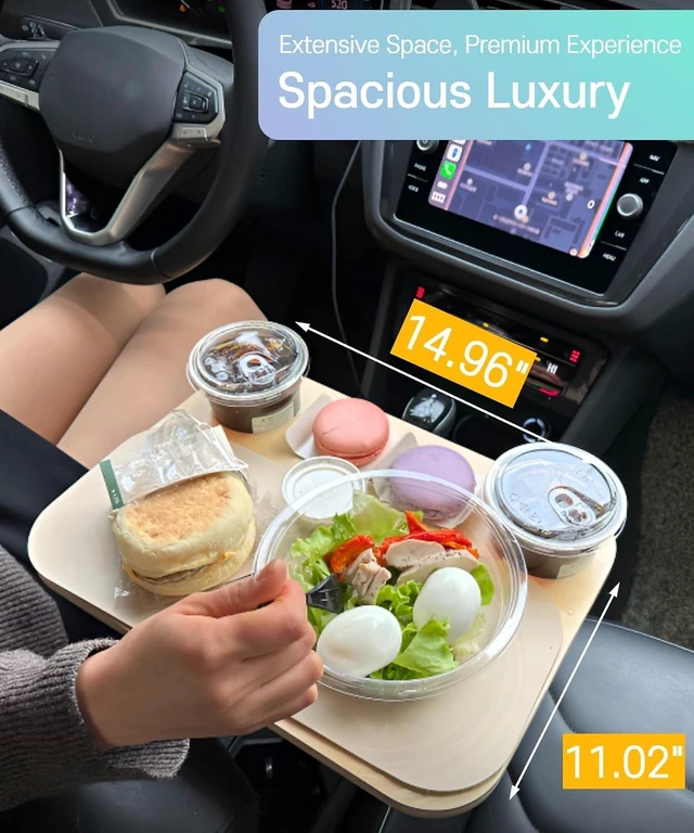 Alt view image 3 of 7 - 2-in-1 Car Food Tray, Cup Holder Table and Laptop Desk for Parked Cars