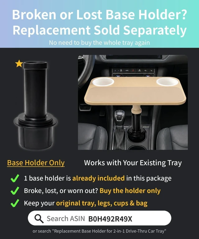 Alt view image 6 of 7 - 2-in-1 Car Food Tray, Cup Holder Table and Laptop Desk for Parked Cars