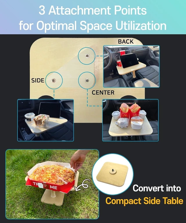 Alt view image 7 of 7 - 2-in-1 Car Food Tray, Cup Holder Table and Laptop Desk for Parked Cars