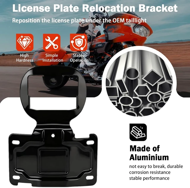 Alt view image 2 of 6 - License Plate Relocation Bracket Fits for Harley Davidson Touring Model